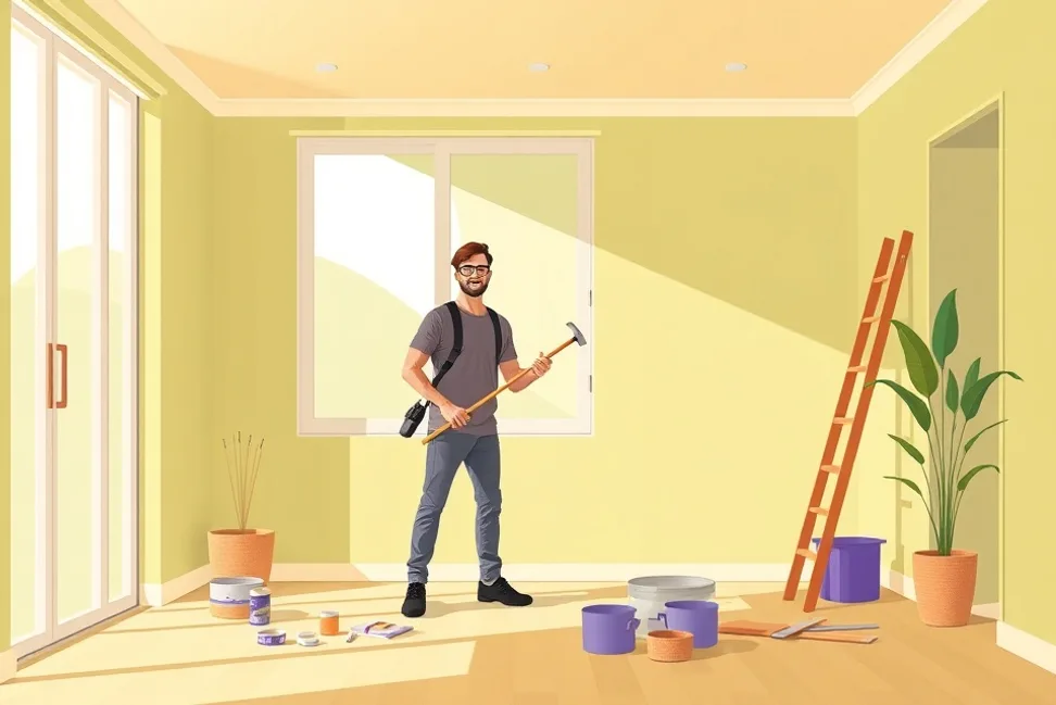 Intérieur rénové après travaux de peinture à Harnes