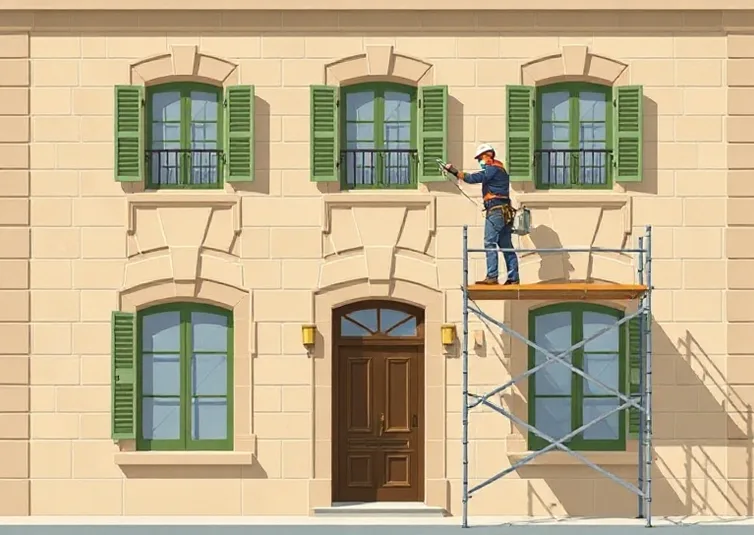 Ravalement de façade en pierre, nettoyage et application d'enduit